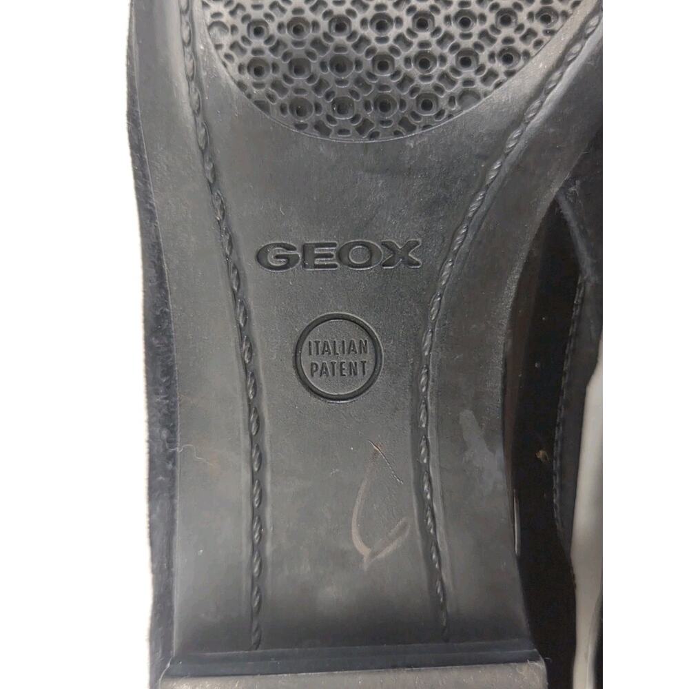 GEOX Respira D RHOSYN Black Shimmer Suede Patent Cap Toe Pointed Flats 37 - Picture 9 of 10
